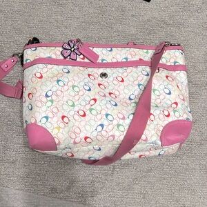 Coach Chelsea Pink Multi Bias travel diaper duffle tote baby purse luggage